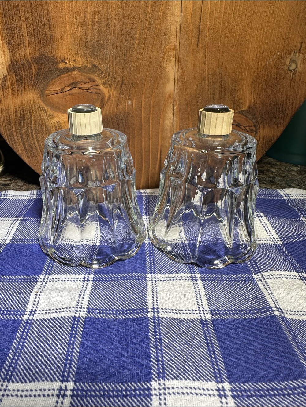 Vintage Home Interiors Clear Glass Tulips for Candles - Set of 2